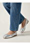 Silver Bow Detail Flat Ballerinas - 7