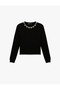 Long Sleeve Crew Neck Sweater with Stone Detail - 3