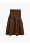 Zippered Ruffled Cotton Asymmetrical Stitched Midi Skirt - 4