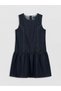 Indigo Bow Detailed Girls' Denim Dress