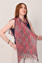 Shawl 100% Cotton Red, Black & White Striped Patterned Scarf Shawl (30X140 cm) - 3