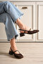 Brown Women’s Sandals Ballet Flats Short Block Heel Woven - 7
