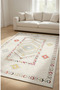 Cream Background Ethnic Geometric Patterned Modern Rug Pastel Colored Decorative Living Room Carpet 2128 - 6