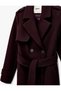 Long Sleeve Belted Buttoned Double-Breasted Cashmere Trench Coat - 5