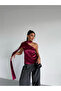 Collar Detail Satin Blouse Burgundy