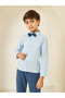 Boys Blue Shirt with Waistcoat and Trousers with Bow Set - 3