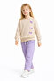 Girl's Ribbon Detailed Pants with Pockets, Comfortable and Simple Tracksuit Set - 4