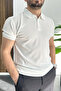 Men's Patterned Polo Neck T-Shirt White Edw460 - 2