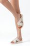 Women's Beige Cross-Strapped Orthopedic Soft Sole Anatomical Comfortable Daily Slippers - 7