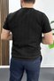 Men's Crew Neck Striped T-Shirt Black Edw456 - 4