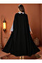 Women's Solid Rhinestone Embellished Wide Sleeve and Mock Neck Maxi Dress Set - 4