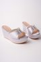Ba04266 Silver S Women's Stoned Evening Dress Wedding Dress Casual Wedge 9cm Heeled Slippers - 37