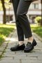 Women's Leather Brown Buckle Laofer Black Color - 7
