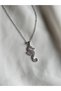 Stainless Steel Silver Zircon Stone Seahorse Necklace