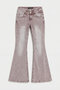 Women's Stone Color 4S6-158 Flare Fit Stretch Fabric Low Waist Denim Jeans - 3