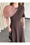 Brown Dress with Removable Brooch - 3151 - 5