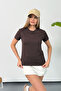 Women's 100% Cotton T-Shirt with Key Accessory Brown - 26Y 26515 - 3