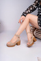 Grace Model Genuine Leather Beige Sandals with Trop Detail, Ankle-Covering Platform and Thick Heel - 5