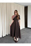 Brown Dress with Removable Brooch - 3151