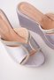 Ba04266 Silver S Women's Stoned Evening Dress Wedding Dress Casual Wedge 9cm Heeled Slippers - 37 - 2
