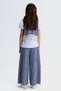 Girl Child 8-14 Years Old Marine Pattern Scalloped Crop Vest Navy Blue - 3
