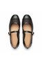 Black Leather Piping Knitted Detailed Buckle Women's Ballerinas