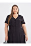 Plus Black Maxi Dress with Button Closure - 3