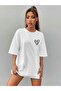 2-Pack Women's Small Heart Printed Oversize Tshirt - 3