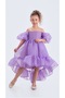 Babyaden Tailed Karolin Cloth Low Balloon Sleeve Birthday Evening Dress Costume Girl Children Dress