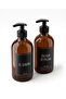 Amber Color Liquid Soap Dispenser and Dishwashing Detergent Dispenser Set with Black Label - 6