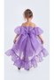 Babyaden Tailed Karolin Cloth Low Balloon Sleeve Birthday Evening Dress Costume Girl Children Dress - 3