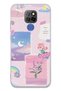 General Mobile Gm 20 Compatible Pastel Floral Moon and Rainbow Pattern Transparent Phone Case