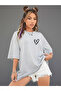 2-Pack Women's Small Heart Printed Oversize Tshirt - 3