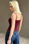 Dark Burgundy Adjustable Buckle Strap Women's Tank Top Mg2676 - 8