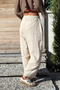 Beige Pocketed, Torn-Stitched, Wide-Leg, Loose Woven Trousers 85 30 - 2