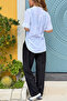 Black Pocketed Ornamented Buttoned Wide Leg Cotton Casual Woven Trousers 95 35 - 2