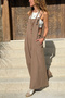 Bronze Color Straps, Pockets, Wide Leg Cotton Casual Woven Overalls 135 50 - 5