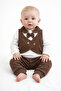 Baby Boy 2-Piece Top and Bottom Set with Bow Tie Vest Look Festive Set Waffle Fabric - 5