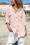 Powder Hooded Buttoned Pocketed Tacky Stitched Cotton Loose Woven Shirt 70 50