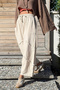 Beige Pocketed, Torn-Stitched, Wide-Leg, Loose Woven Trousers 85 30 - 4