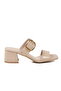Beige Double-Strapped Women's Heeled Slippers 318139 Z - 3