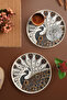 2-Piece Golden Peacock Tray 22 cm Brown-White