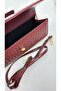 Burgundy Knitted Patterned Women's Hand and Shoulder Bag - Strap Portfolio Clutch Bag - 5