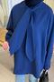 Scarf Detailed Shirt Navy Blue - 3
