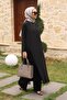 Cotton/Viscose and Chiffon Fabric Double Set-Black - 4