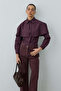 Cape and Penfolded Shirt, Plum Color - 8