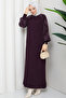 Women's Spider Web Patterned Sleeve Silk Kupra Mercerized Knitwear Dress - 6