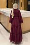 Ruffle Detailed Hijab Dress Eggplant Purple - 4