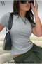 Women's Grimelange Crew Neck Lycra Watermelon Sleeve Body Crop T-Shirt Summer Stretchy Fabric - 2