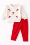 Baby girl top and bottom set, ribbed with bow detail, 2-piece seasonal outfit, sizes 3-6-9-12 months - 4